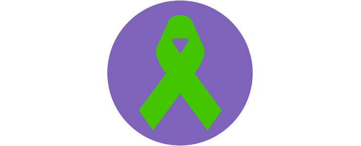 green mental health ribbon inside purple circle