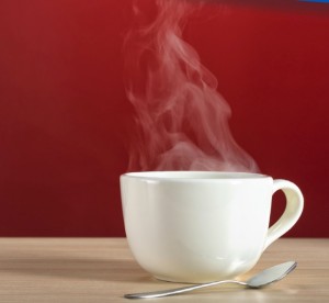 steaming hot beverage in a mug