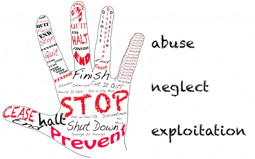 Outline of a hand with the words for Stop along with the word Abuse