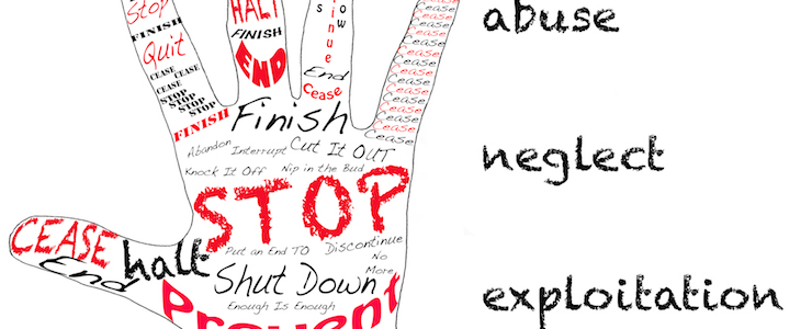 Outline of a hand with the words for Stop along with the word Abuse