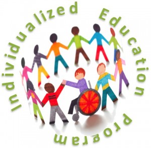 Illustration of multi colored paper chiildren. Text reads: Individualized Education Program