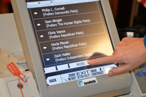 automark voting machine depicting a ballot from the 2016 election