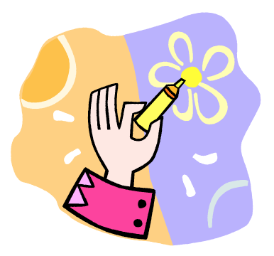 illustration of a yellow and purple artboard with a hand painting a yellow flower on purple background.