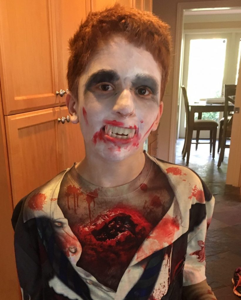 Nate dressed as the living dead.