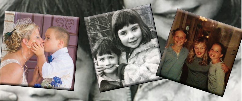 3 snapshots of siblings as children, teens and adult.