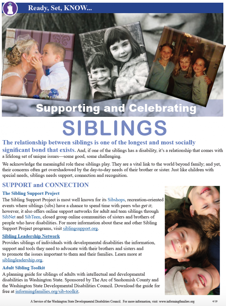 Thumbnail image of the one page bulletin on supporting and celebrating siblings.