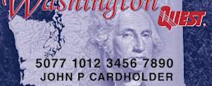 A mock up of the Washington State Quest card with the name John P Cardholder.