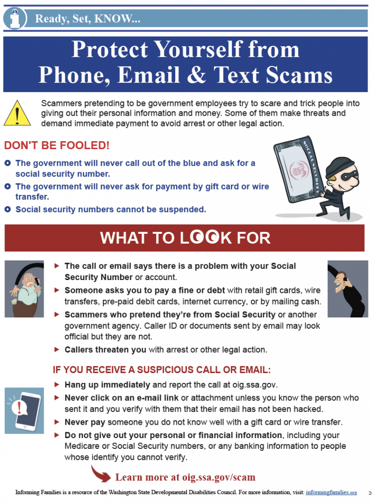 Thumbnail image of the Scams one page bulletin.