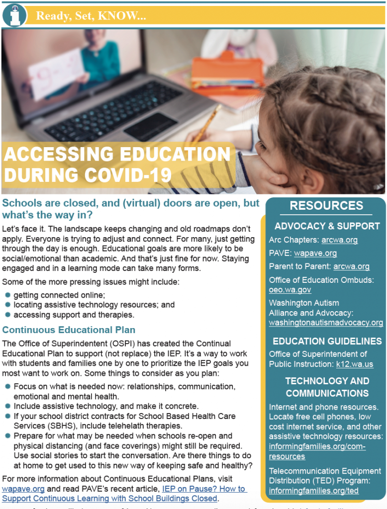 Thumbnail image of a one page PDF version of Education during COVID-19 article.