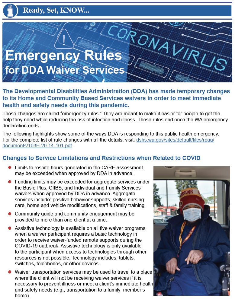 Thumbnail image of 2 page bulletin on emergency waiver rules.