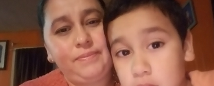 Close up of Maria and her son.