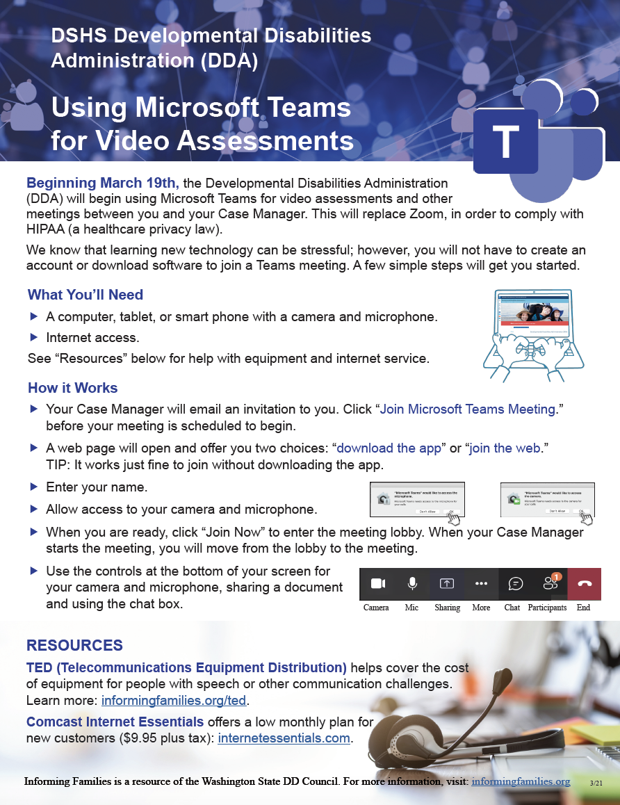 Thumbnail image of DDA Assessment and Teams bulletin.